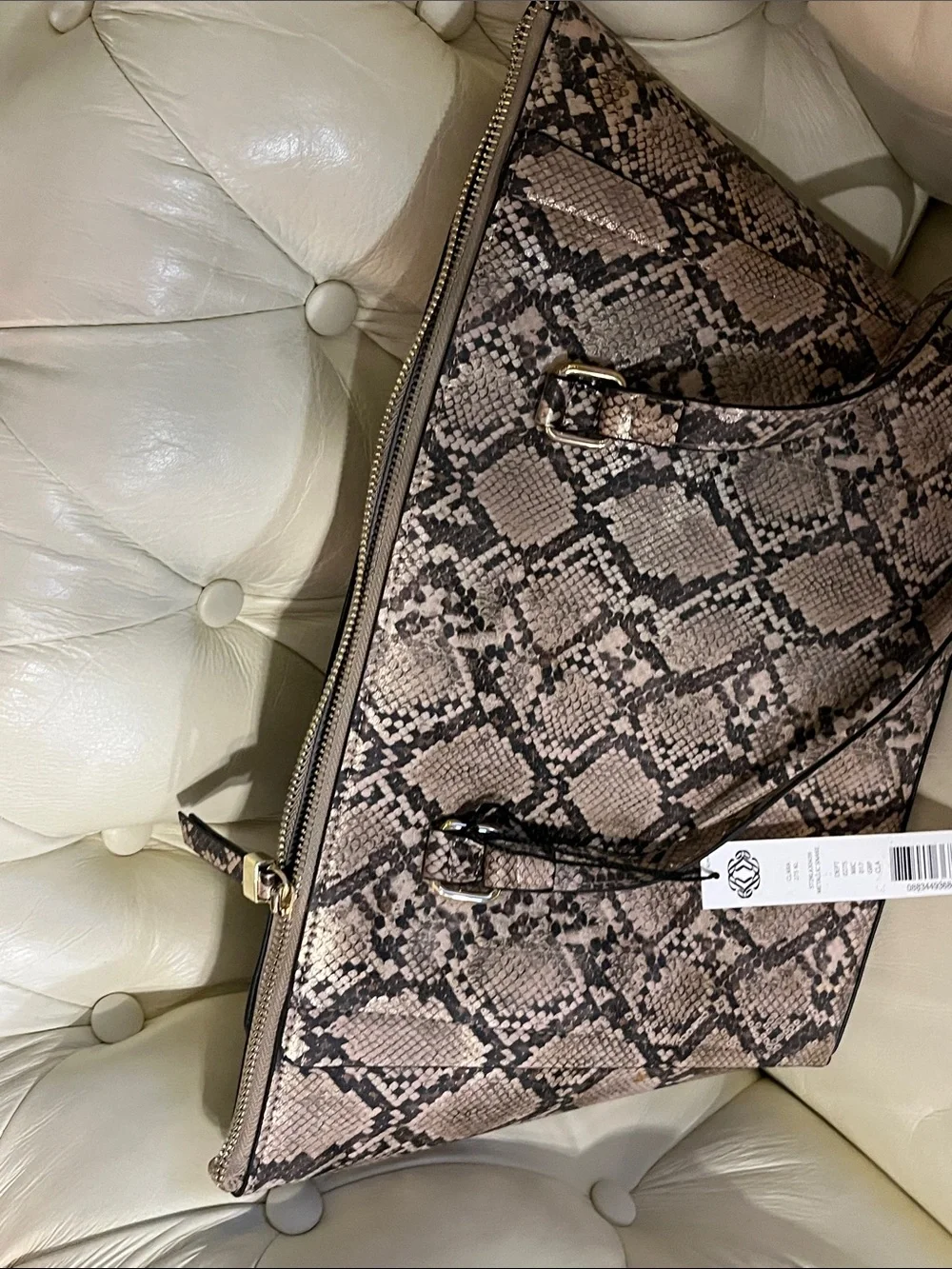 kate spade Snake-Print Tote in Taupe and Black with matching wallet